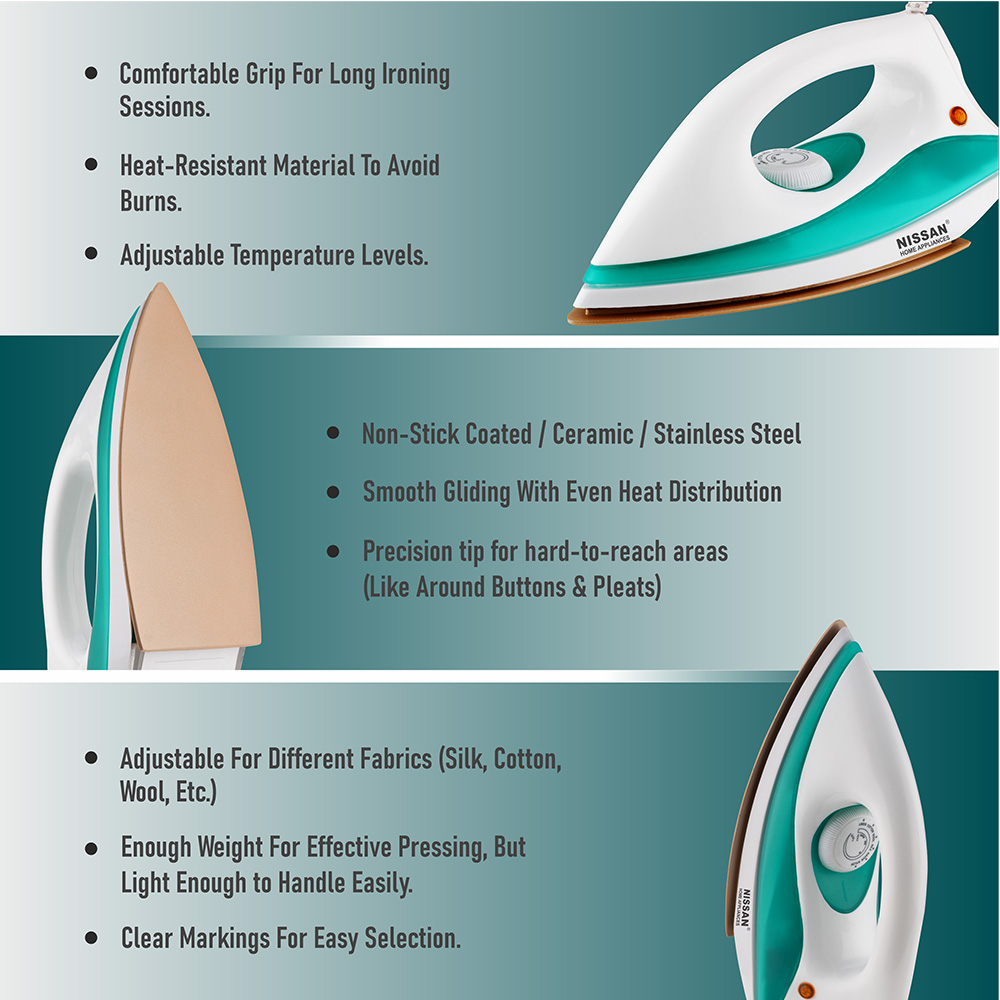 Sweety Pro Lightweight With Non-Stick Soleplate Dry Iron 1000W (Green)